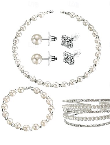  Brautschmuck-Sets 1 Aleación Ohrringe Halsketten Armbänder Damen Stilvoll Niedlich Freude Geometrische Form Schmuck-Set Für Party