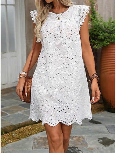  Pentru femei Rochie Mini Rochie albă Rochie casual Elegant Stilat Casual Vacanță Casual Zilnic Fit regulat Simplu Fără manșon Stil Nautic Alb Vară