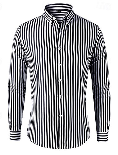  Miesten Paita Kesä paita Rento paita Button Up paita Musta Valkoinen Rubiini Laivaston sininen Sininen Pitkähihainen Raita Kauluskäänne Loma Havaijilainen Painike alas Vaatetus Polyesteri Muoti