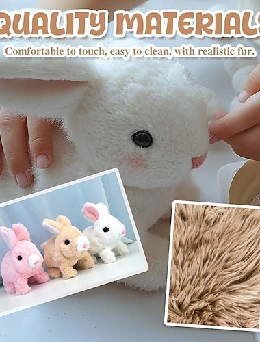  mijn realistische konijnenspeeltje, interactieve paasdecoratie voor konijnen, realistisch konijnencadeau voor kinderen - springende, trillende en trillende oren, realistisch konijnenspeeltje voor konijnen, realistisch bunbi-konijn