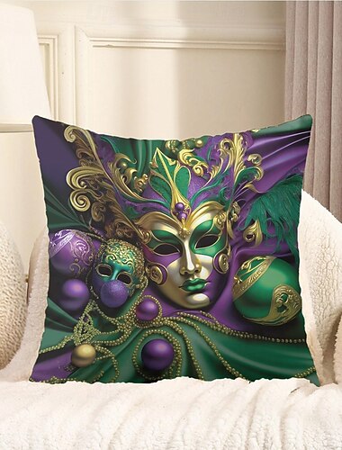  karneval dekorativa slängkuddar täcka mardi gras mask 1 st mjukt fyrkantigt kuddfodral örngott för sovrum vardagsrum soffa soffstol
