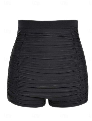  Dam Badkläder Stretchiga boxershorts Baddräkt Hög midja Semester Standkläder Ensfärgat Ärmlös Baddräkter