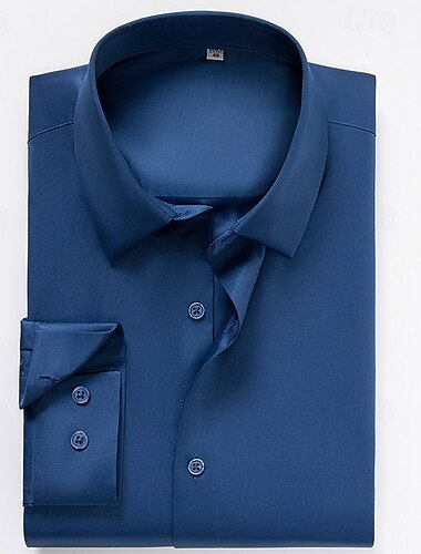  Hombre Camisa Camisa para Vestido Abotonar la camisa Plano Boda Fiesta Negro Blanco Vino Azul Real Manga Larga Diseño Primavera Otoño Ropa