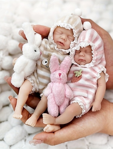 Poupées bébé reborn miniatures réalistes fabriquées à la main en silicone, accessoires surprise inclus pour les enfants de 3 à 6 ans - ensemble de poupée nouveau-né réaliste