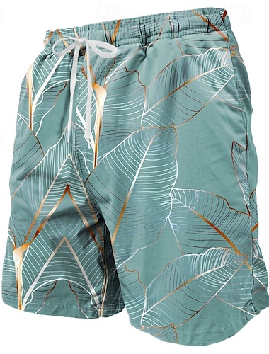  Hombre Hoja de palma Plantas tropicales Boxers de Natación Pantalones de Natación Pantalones de Surf Media cintura Tropical Ropa de calle Hawaiano Vacaciones Correa Forro de malla Cintura elástica
