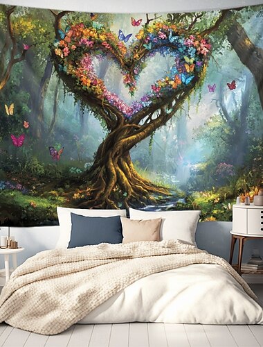  Herzbaum hängender Wandteppich Wandkunst großer Wandteppich Wanddekoration Fotograf Hintergrund Decke Vorhang Wohnraum Schlafzimmer Wohnzimmerculture