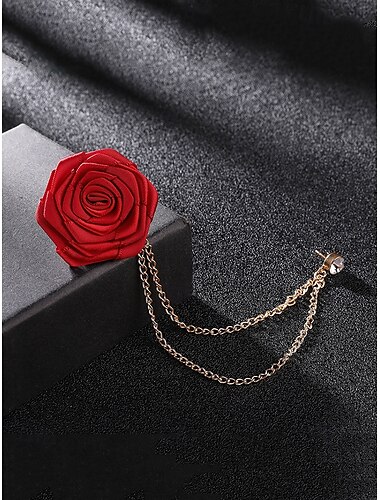  Anstecknadel mit roter Rose und goldener Kette – elegantes Herren-Accessoire für Anzüge und Smokings – perfekt für Hochzeiten, formelle Veranstaltungen und besondere Anlässe