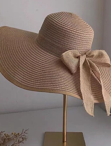  Strohhut mit super großer Krempe für Damen, Sonnenschutz für den Sommer, breiter Krempe, Strandhut mit Schleife am Meer, Sonnenhut