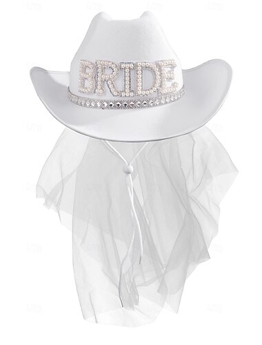  FUTURA NOVIA Accesorios para despedidas de soltera Velo Sombrero de vaquero Adulto Hombre Mujer Boda Despedida de Soltera Víspera de Todos los Santos Carnaval Disfraz de carnaval fácil