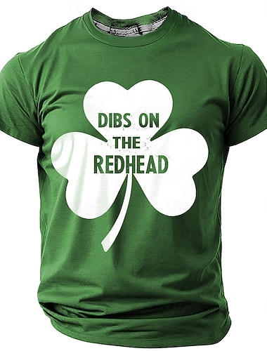  St. Patrick Herren Shamrock Irisches T-Shirt Kurzarm T-Shirt 3D-Druck Rundhals-Shirt Designer Freizeit Party Urlaub Club Grün 1 Grün 2 Grün 3 Sommer Frühling Kleidung Bekleidung S M L XL XXL