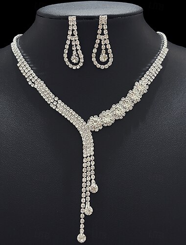  Brautschmuck-Sets 1 Aleación Ohrringe Halsketten Damen Stilvoll Luxus Niedlich Schick Geometrische Form Schmuck-Set Für Party Party-Abendgarderobe