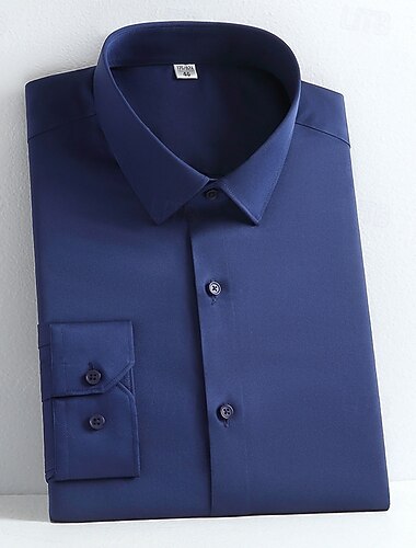  Homens Camisa Social Saia camisa de botão Côr Sólida Casamento Festa Preto Branco Amarelo Verde Claro Manga Longa Lapela Primavera Outono Roupa Bolsos