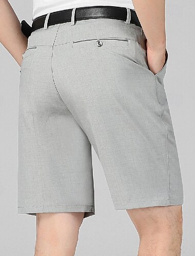  Herren Shorts Kurze Hosen Leinenshorts Kurze Hosen Kleid-Shorts Sommer-Shorts Bermudas Tasche Gerade geschnitten Glatt Atmungsaktiv Kein Eisen Knielänge B¨¹ro Geschäft Täglich Modisch Ausgefallene