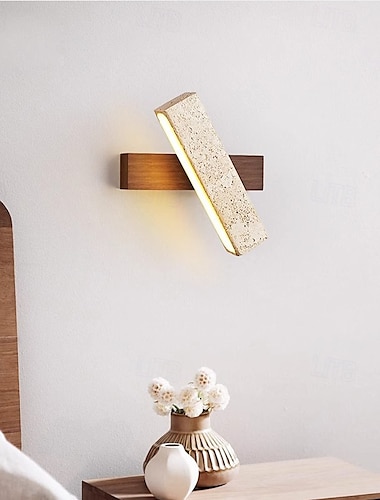  wabi-sabi moderne houten wandlamp met ledstrip wandlamp voor slaapkamer, woonkamer, trap, gang 110-240v