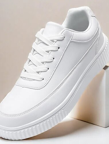  Schwarze Sneaker aus Kunstleder für Herren mit gepolsterter Sohle, bequemes Schnürdesign für die Freizeit und den Alltag