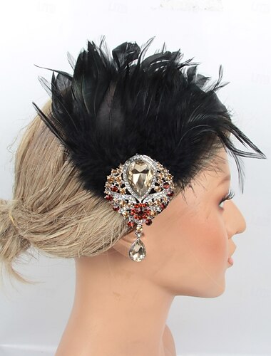  Retro vintage Jaren 1920 Helm Gemaskerd Bal Jaren ‘20 flapper hoofdband The Great Gatsby Charleston Veer Kostuum Dames Halloween Carnaval Maskerade Cocktailparty Schoolfeest Bruiloft Tiener