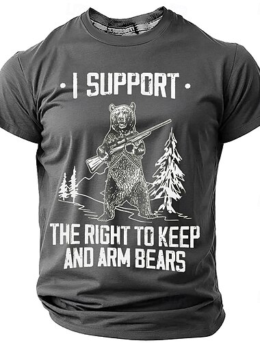  Camiseta gráfica divertida para hombres apoyo el derecho a mantener y armar osos juego de palabras de manga corta