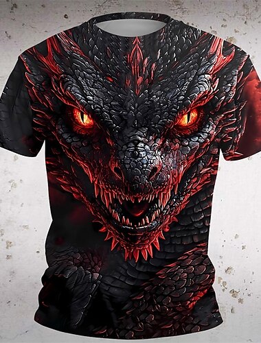  Jungen 3D Graphic Dinosaurier T-Shirt Kurzarm Sommer Frühling Modisch Basic kinderkleidung 4-12 Jahre Rundhalsausschnitt Outdoor Casual Täglich Regular Fit