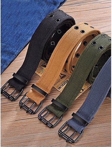  Lässiger Canvas-Gürtel für Herren mit schwarzer Schnalle | verstellbar, strapazierfähig, stylisch | ideal für den Alltag, Jeans und Outdoor-Aktivitäten
