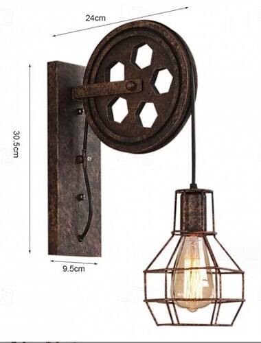  Retro Wall Lamp Single Head Lifting Pulley Light Fixture Industrial Wall Spotlights Creative Wall Lighting Decorative Lighting Aisle Living Room Corridor Loft Bars Dining 110-240V