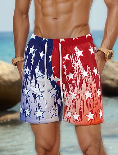  Per uomo 4 luglio, 250° anniversario degli Stati Uniti Bandiera degli Stati Uniti Patriottico Pantaloncini da mare Pantaloncini da Surf Costume nuoto a pantaloncino Misura del girovita medio Hawaiano