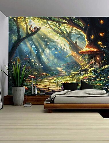  Eine verträumte Pflanzenlandschaft, Wandteppich, Wandbild, Kunst, großer Wandteppich, Wanddekoration, Fotohintergrund, Teppich, Vorhang, Zuhause, Schlafzimmer, Wohnzimmerdekoration