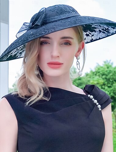  hoed Vlas Bowler / Cloche hoed Zonnehoed Schotel Hoed Bruiloft Teaparty Elegant Bruiloft Met Strik Kant Helm Hoofddeksels