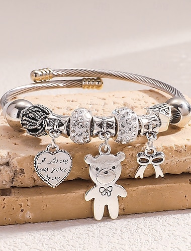  Manchettes Bracelets Femme Fantaisie Chanceux Mode Luxe Bracelet Bijoux Argent Forme Géométrique pour Soirée