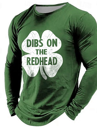  St. Patrick Herren Shamrock Irish T-Shirt Kurzarm T-Shirt 3D-Druck Shirt Freizeit Alltag Schwarz Grün Grau Frühling  Sommer Bekleidung S M L XL XXL XXXL