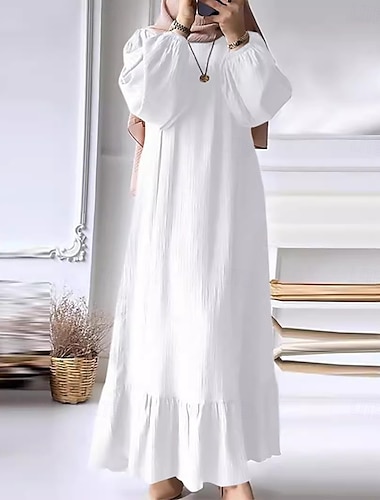  Damen Kleid Abaya Maxikleider Dubai islamisch arabisch Muslim Ramadan Erwachsene Kleid