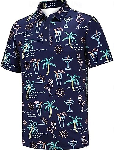  Herren Bedruckt Polo Kurzarm Polo-Shirts Hemden mit Kragen Business-Casual Outdoor Alltagskleidung Festival-Outfit 3D-Druck Sommer Frühling Herbst Weiß Rosa Dunkelblau