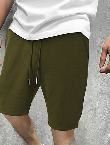  Herren Sweatshorts Kurze Hose Sommer-Shorts Lässige Shorts Tasche Kordelzug Elastische Taille Glatt Komfort Kurz Party Täglich Modisch Klassicher Stil Weiß Wein Mikro-elastisch