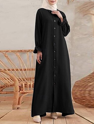  Damen Kleid Abaya Maxikleider Dubai islamisch arabisch Muslim Ramadan Erwachsene Kleid