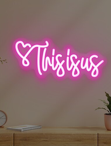  USB-betriebene LED-Neonlichter „This is us“-Schild – stilvoll &lebendiges Neon-Dekor für Schlafzimmer, Club und Außenbereiche