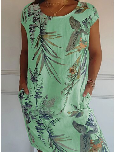  Women's Mini Dress Casual Dress A Line Dress Elegant Stylish Casual Vacation Daily Regular Fit Graphic Short Sleeve Crew Neck White Blue Green Khaki Summer Spring