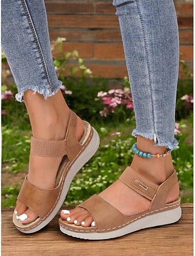  Women's Casual Sandals with Elastic Straps – Comfortable Open-Toe Walking Sandals for Travel & Everyday Wear