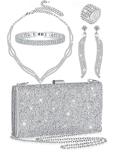  Brautschmuck-Sets 1 Aleación Haken 1 Armreif Ohrringe Halsketten Damen Stilvoll Luxus Niedlich Schick Freude Geometrische Form Schmuck-Set Für Party