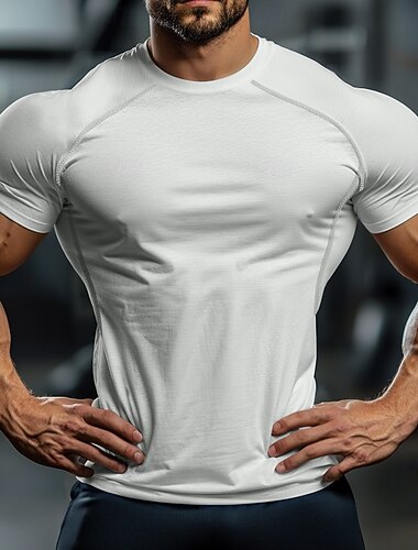  Herren T Shirt Muskelshirt Feuchtigkeitsableitende Hemden Kurzarm Rundhalsausschnitt Sommer Einfach Sport Leicht Gymnastik Sportlich Fitness Schwarz-rot Schwarz Weiß Top T-Shirt für Herren