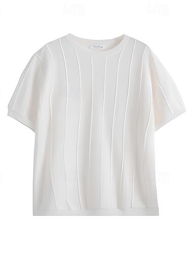  Herren T Shirt Kurzarm Rundhalsausschnitt Sommer Frühling Vertikale Streifen Strickware Elegant Urlaub Stricken Schule Urlaub Heim Dunkelrot Schwarz Weiß Top T-Shirt für Herren