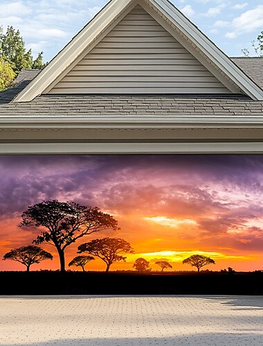  Landschaft Feld Türdekorationen Garagentor Cover Outdoor Banner Großes Hintergrunddekor für das Ferien Outdoor Garagentor Heimwanddekorationen