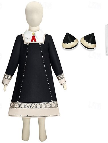  inspirerad av anya forger anime cosplay kostymer japanska cosplay kostymer långärmad klänning strumpor huvudbonader för flickor