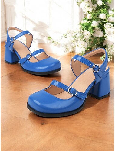  Damen-Mary-Jane-Pumps im Retro-Stil mit Doppelriemen – Pumps mit klobigem Blockabsatz und runder Zehenpartie für Vintage, Cosplay und den Alltag
