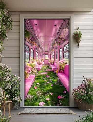  Landschaft Türdekorationen Türabdeckungen Blumenwagen Türteppich Türvorhang Dekorationshintergrund Innen/Außen Türbanner für Haustür Bauernhaus