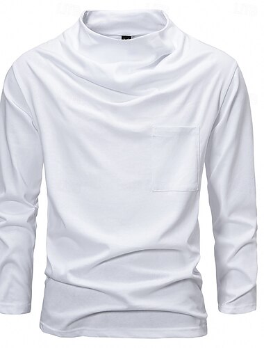  Homens Camisetas T-shirt Camisa de manga longa Manga Longa Gola Redonda Primavera & Outono Tecido Moda Designer Sexy Férias Rua Para Noite Preto Branco Cinzento Escuro Top Tee para Homens