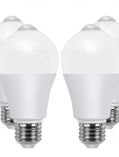  Ampoules à détecteur de mouvement PIR E27 – Lumières de sécurité activées par le mouvement du crépuscule à l'aube pour escaliers, porte d'entrée, porche, garage et sous-sol 4 pièces