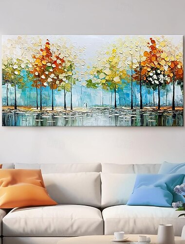  Pintura al óleo hecha a mano, lienzo, arte de pared, decoración, paisaje de cuchillo abstracto moderno para sala de estar, decoración del hogar, pintura enrollada sin marco sin estirar