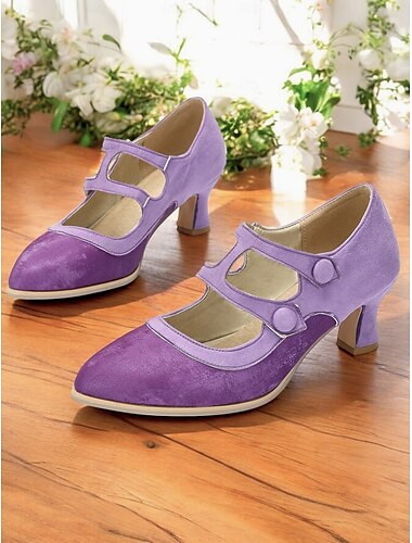  kvinders vintage mary jane hæle med dobbelt rem – retro pumps med mellemhæl med knaplukning til formel og fritidstøj
