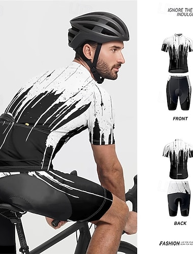  Herren Radtrikot mit Radhose fahrradbekleidung Kurzarm MTB Mountain Rennrad Schwarz Graffiti Fahhrad Spandex Sport Graffiti Bekleidung