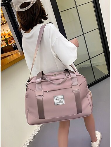  Reisetasche für Damen mit Schuhfach – wasserdichte Weekender-Tasche mit großem Fassungsvermögen für Fitnessstudio, Sport und Ausflüge mit Übernachtung. Farbe: Weinrot, Schwarz, Rosa