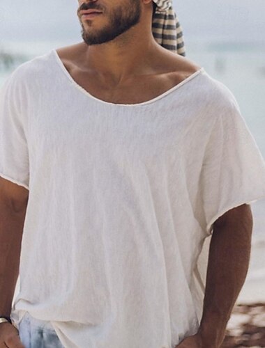  Hombre Camiseta Manga Corta Cuello Barco Primavera verano Plano Moda Casual Cómodo Crudo Calle Festivos Playa Negro Blanco Verde claro Camiseta superior para hombre